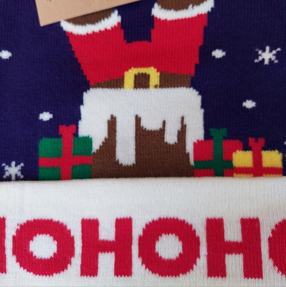 Christmas Beanie Hat Women Men Knit Navy Blue Pom Christmas Hat Beanie Winter - Picture 5 of 12